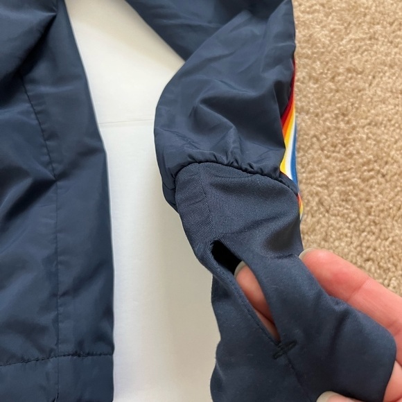 Zyia Active Navy Rainbow Sleeve Bomber Jacket Size Small - Picture 5 of 8